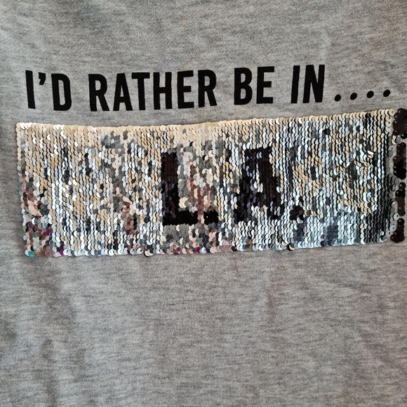 MNY Performance Sweat Shirt size S, grey with sequins that flip, NY/LA, NWoT - Picture 2 of 5